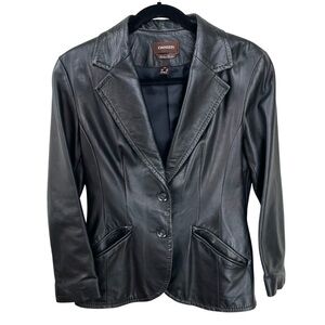 Danier Black Leather Blazer Jacket Tailored Soft Genuine Leather S